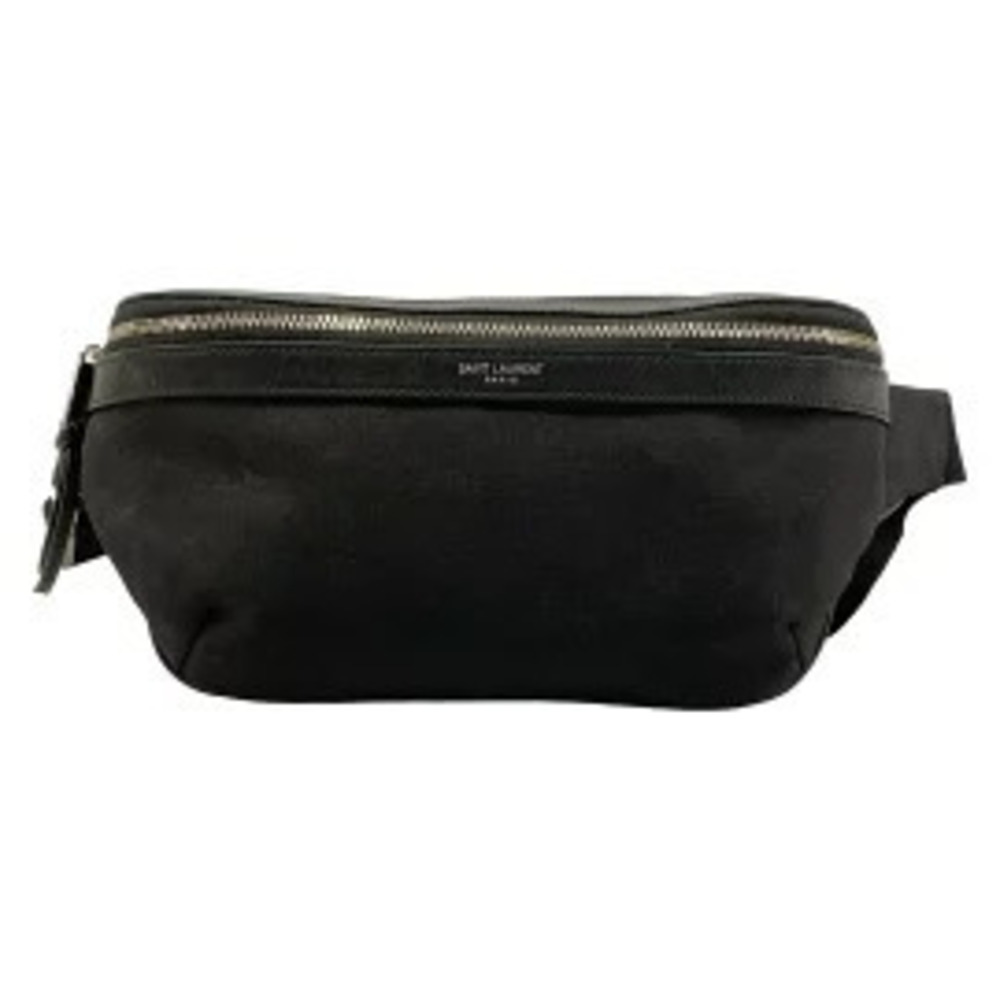 SAINT LAURENT PARIS Waist Pouch Clutch Black Leather